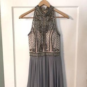 Rhinestone Beaded Evening Gown